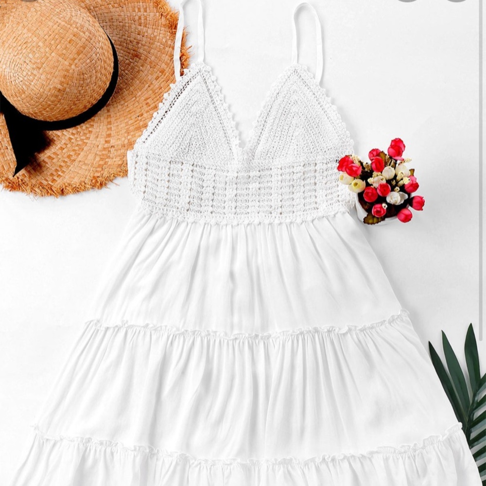 ZAFUL Crochet Panel Cami Flare Dress